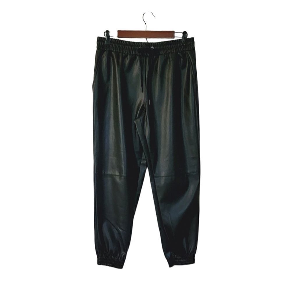 Truth By Republic Black Faux Leather Drawstring Jogger Pants Size M NWOT - Picture 2 of 8